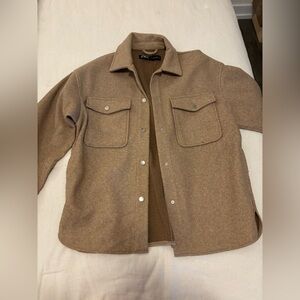Zara Tan Lightweight Shirt Jacket